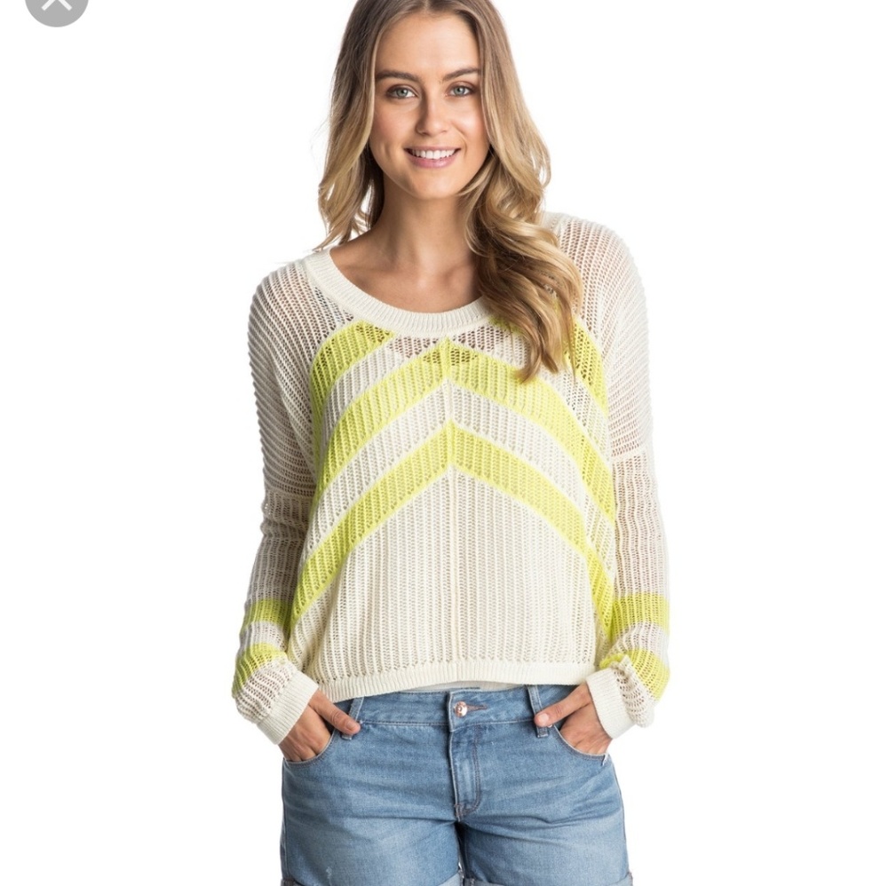 Nwt Roxy yellow striped sweater size medium